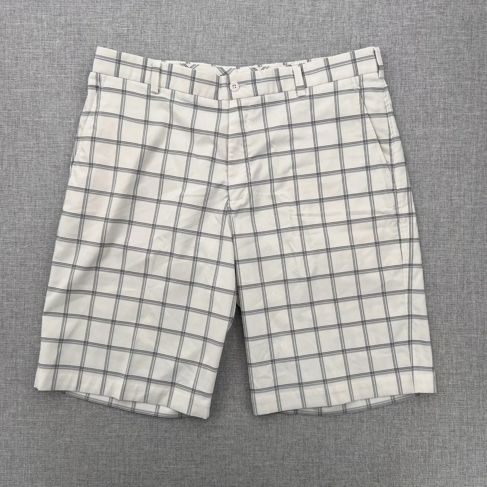Nike Golf Core Plaid Shorts Men 38 White‎ Gray Windowpane Preppy Ivy Prep